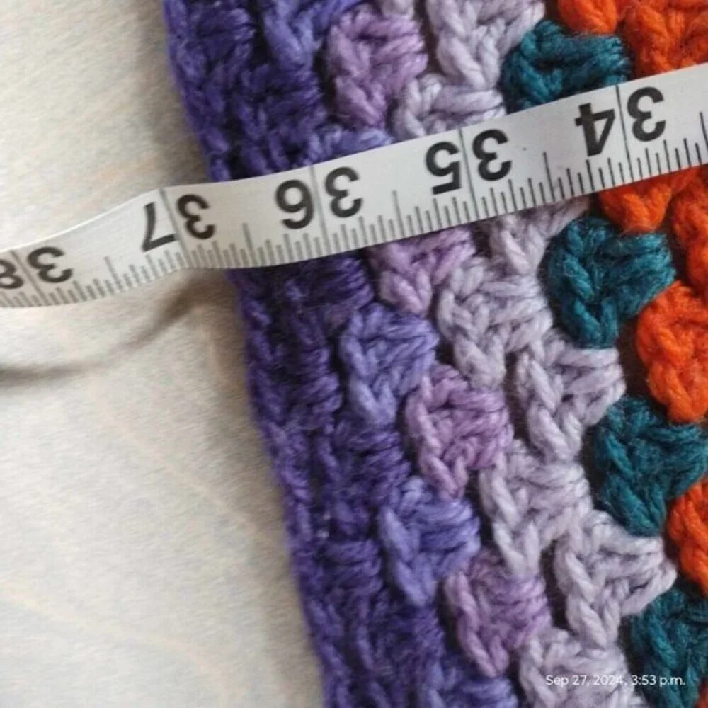 Handmade Crochet rainbow blanket art‎ square vibrant colors Tapestry